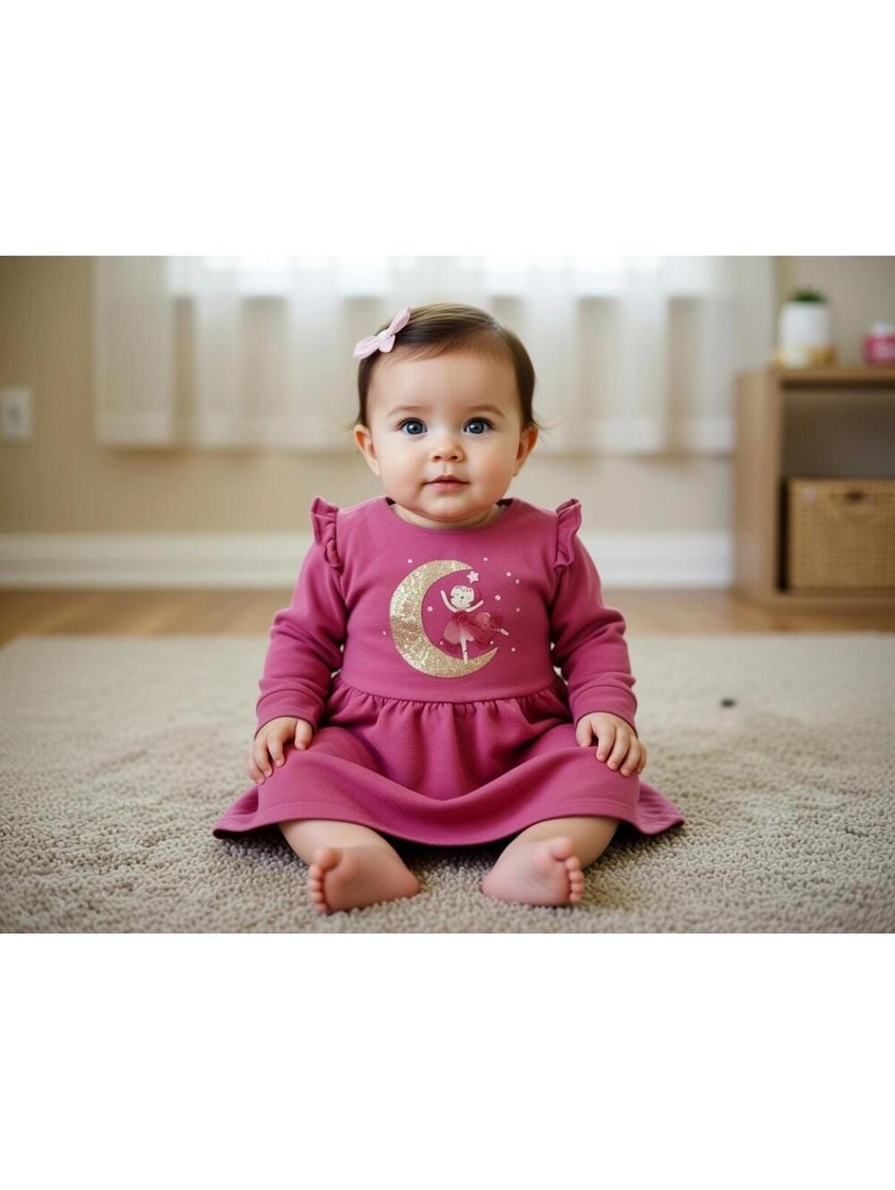 Baby Girl 18 mo Pink Sweater Dress Cat Moon A line Koala Kids Empire Waist